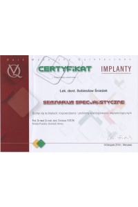 Certyfikaty w kategorii implanty